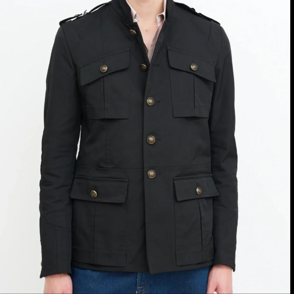 GUCCI Archival 2008 FW Runway Military Field Jacket Waxed Canvas Grey 50 L